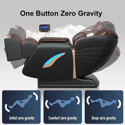 QOOQI Full Body Massage Chair, Zero Gravity Massage Chair, Automatic Shoulder Height Detection Massage Chair Recliner with Foot Rollers, Built-in Heater, Bluetooth Player for Home, Office.