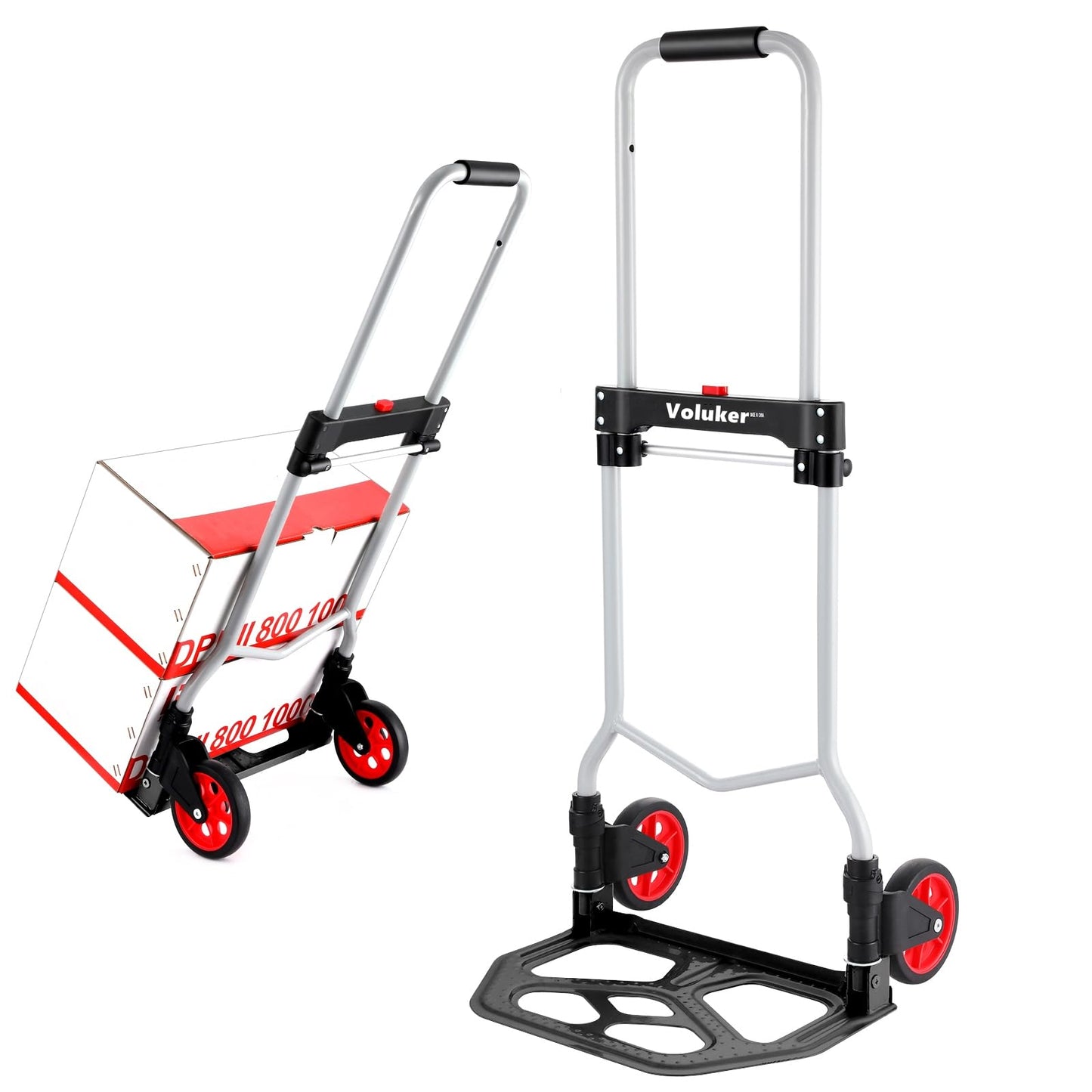 254 LBS Aluminum Folding Hand Trucks and Dolly, Foldable Dolly Cart for Moving Heavy Loads, Collapsible Dolly Convertible Hand Truck Dolley Portable and Durable.