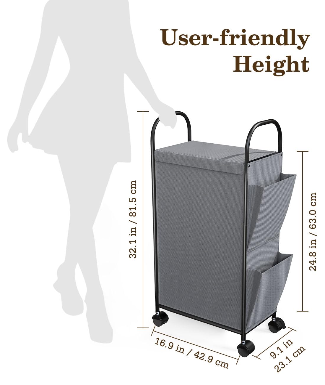 Luxspire 75L Rolling Laundry Hamper with Lid