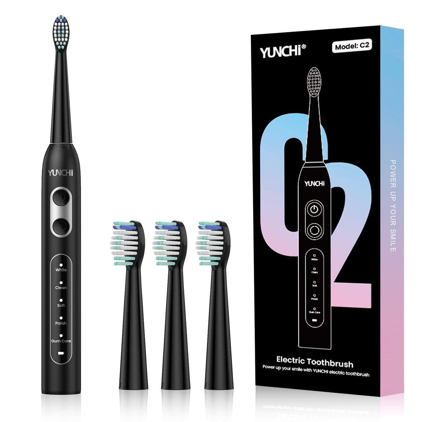 YUNCHI Sonic Electric Toothbrush with 4 Brush Heads
