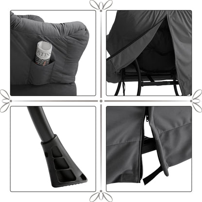 HollyHOME Modern Fabric Large Lazy Chair, Accent Oversized Comfy Reading Chair, Thick Padded Cozy Lounge Chair with Armrest, Steel Frame Leisure Sofa Chair for Living Room, Bedroom, Dorm, Smoky Grey