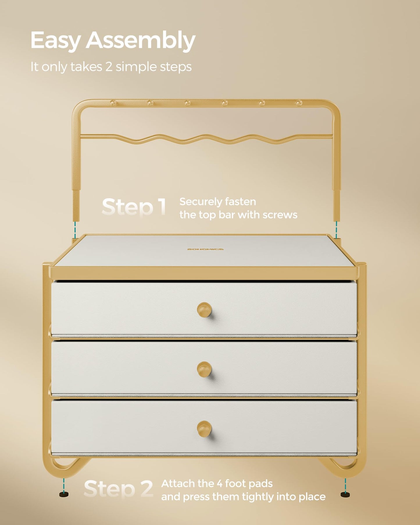 SONGMICS 3-Tier Jewelry Organizer with Hanging Rack