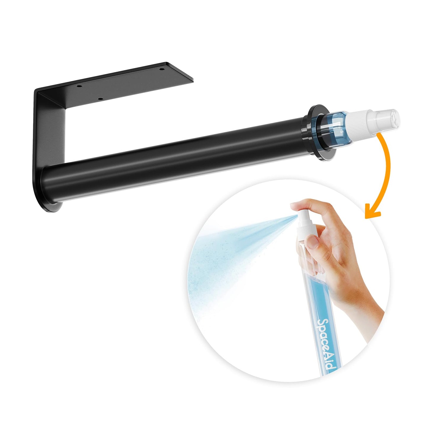 UPDATE: DEAD! SpaceAid SprayNeat Paper Towel Holder with Spray Bottle, Under Cabinet Paper Towels Holders with Sprayer Inside Center, Hanging Wall Mount Papertowels Roller for Kitchen and Bathroom (Black)