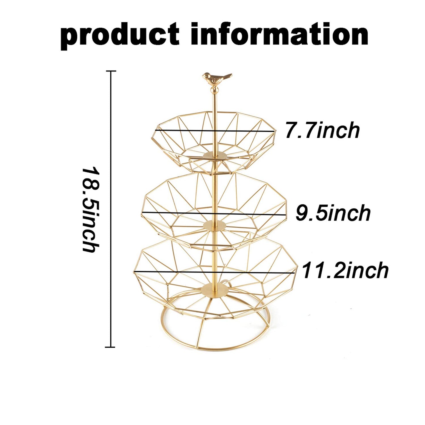 3 Tier Wrought Iron Fruit Serving Tray