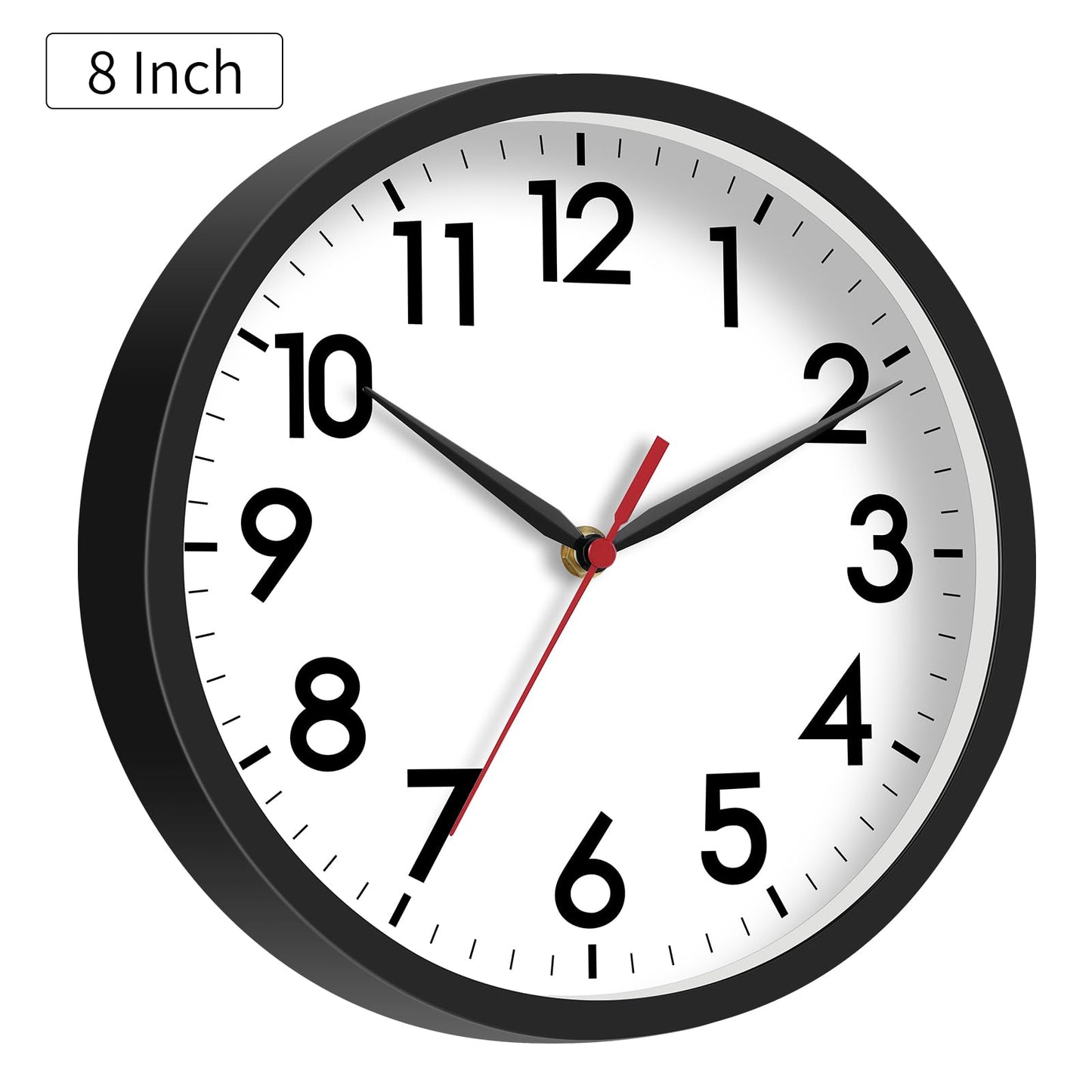 AKCISOT Wall Clock, Modern Small Wall Clocks Battery Operated 8 Inch, Silent Non-Ticking Analog Classic for Office, Home, Bathroom, Kitchen, Bedroom, School(Black)