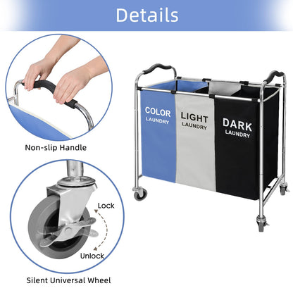 240L Laundry Basket Sorter with Wheels for Clothes