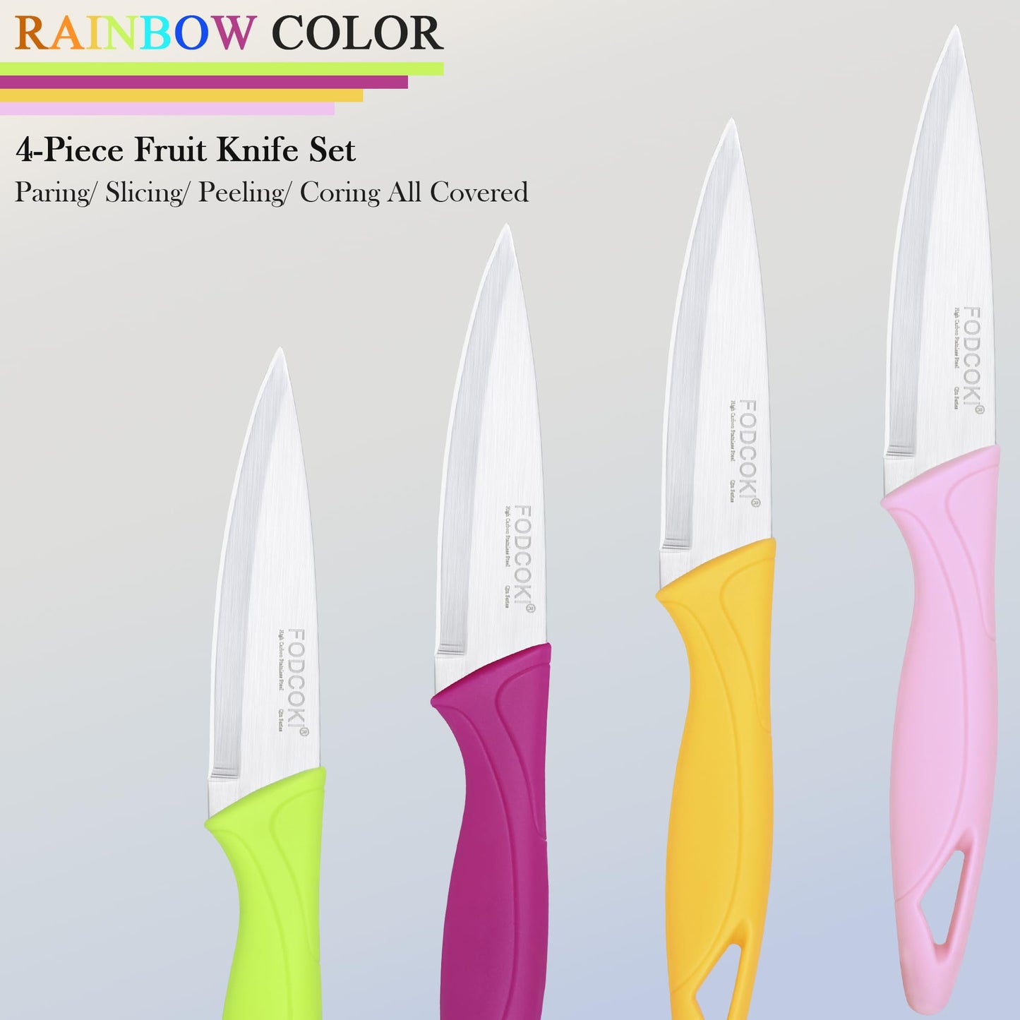 FODCOKI 4-Inch Fruit Paring Knives Set of 4