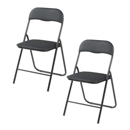 Panana Folding Chairs with Padded Cushion and Back, Metal Chairs for Home and Office,Indoor and Outdoor Foldable Chairs (Black, 6 Pack)