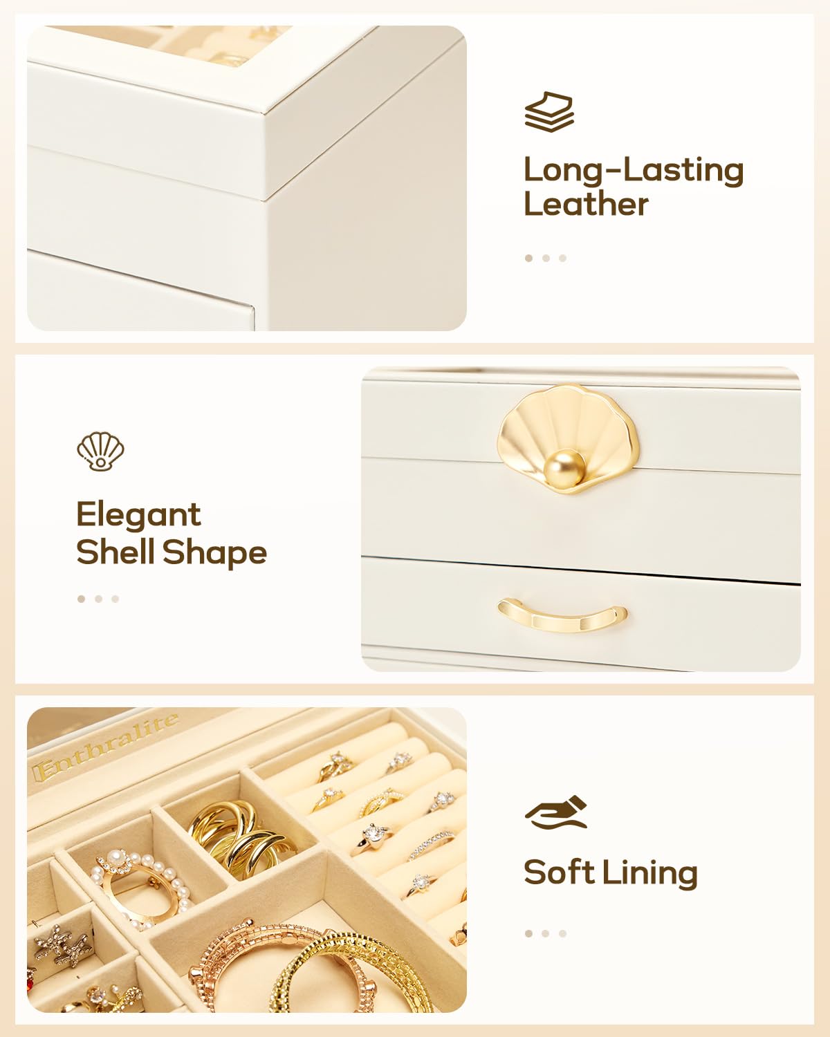 Enthralite 2-Drawer Jewelry Box Organizer for Women
