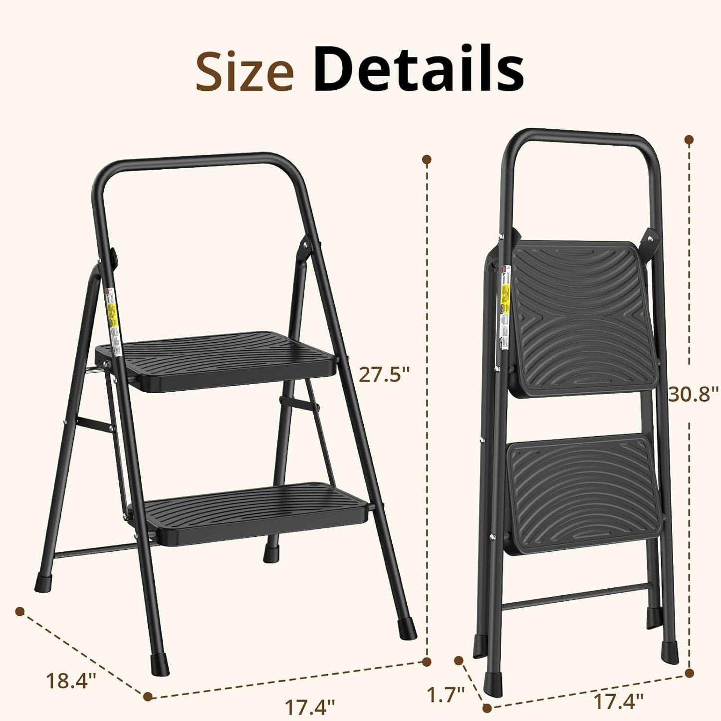 2-Step Ladder with Anti-Slip Pedals