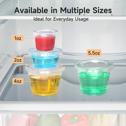 Plastic 1oz Condiment Cups with Lids - 120 Sets
