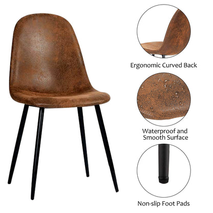 Dark Brown Suede Dining Chairs Set of 4