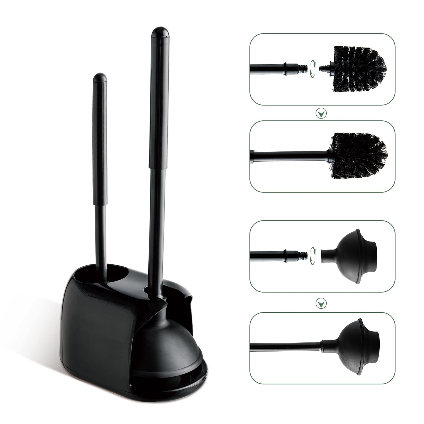 Toilet Plunger and Brush Set with Holder