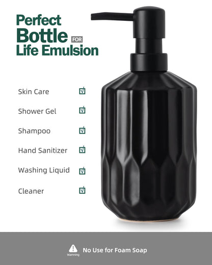 Ceramic Soap Dispenser Set with Funnel, Black