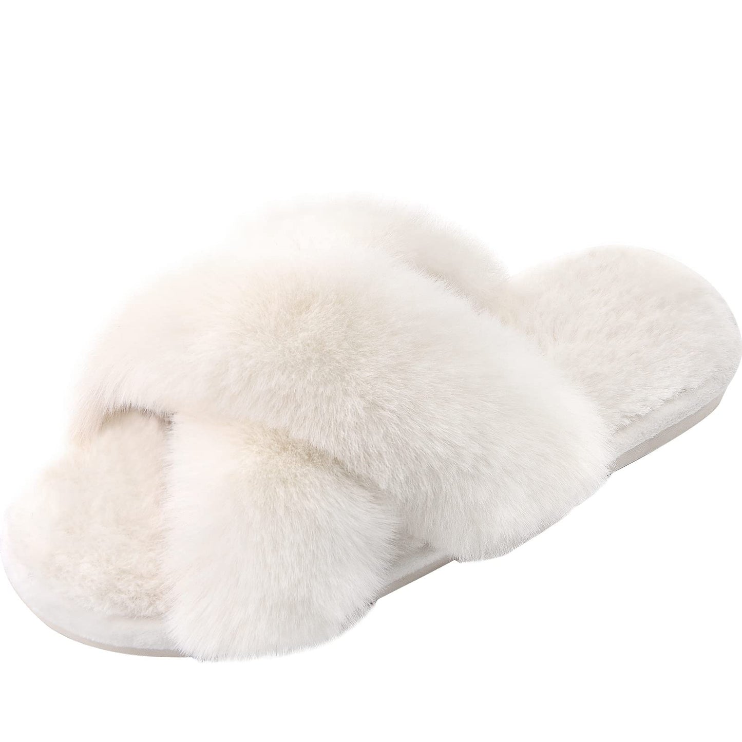 Parlovable Fuzzy Cross Band Slippers for Women