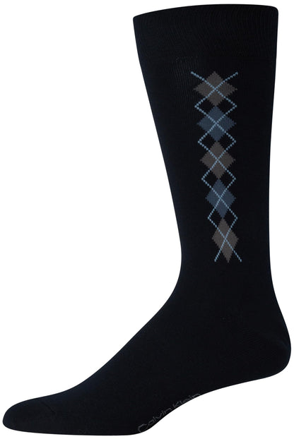 Calvin Klein Men's Dress Socks - Lightweight Cotton Blend Crew Socks (8 Pack), Size 7-12, Navy Argyle