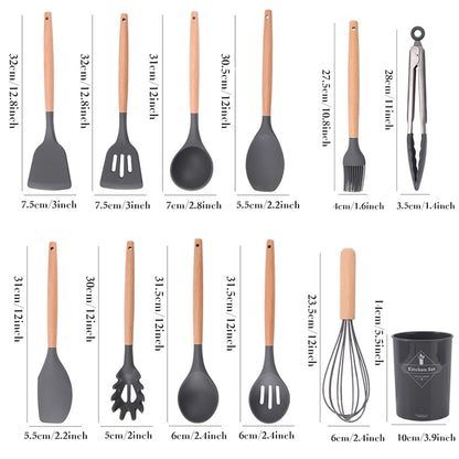 15-Piece Silicone Kitchen Utensils Set with Holder