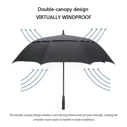 G4Free 2 Pack Extra Large 68 Inch Golf Umbrella Automatic Open Oversize Double Canopy Vented Windproof Waterproof Stick Umbrellas (Black)