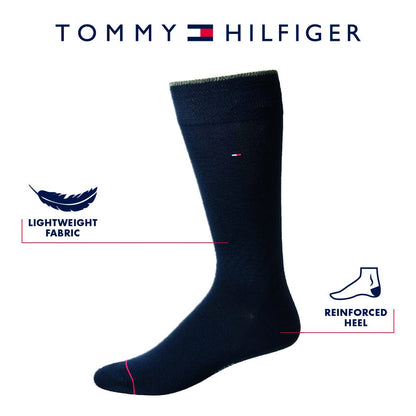 Tommy Hilfiger Men's 5 Pack Allover Flag Pattern Dress Crew Socks, black Shoe Size 7-12