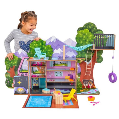 KidKraft 2-in-1 Doll Camper and Glamping Set