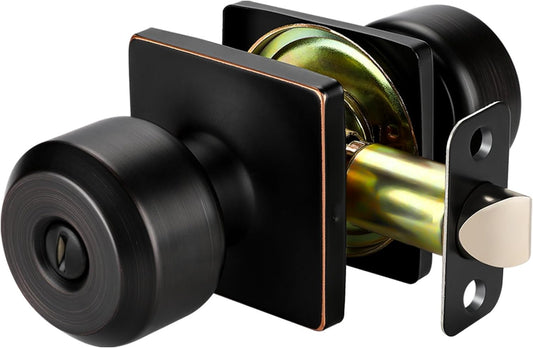 Haidms Oil-Rubbed Bronze Interior Door Knobs, Door Knobs Interior Bedroom, Interior Door Knobs Privacy, Bronze Finish Door Knobs Interior, Door Knobs Bulk(1 Packs Square Panel Interior Door Konbs)