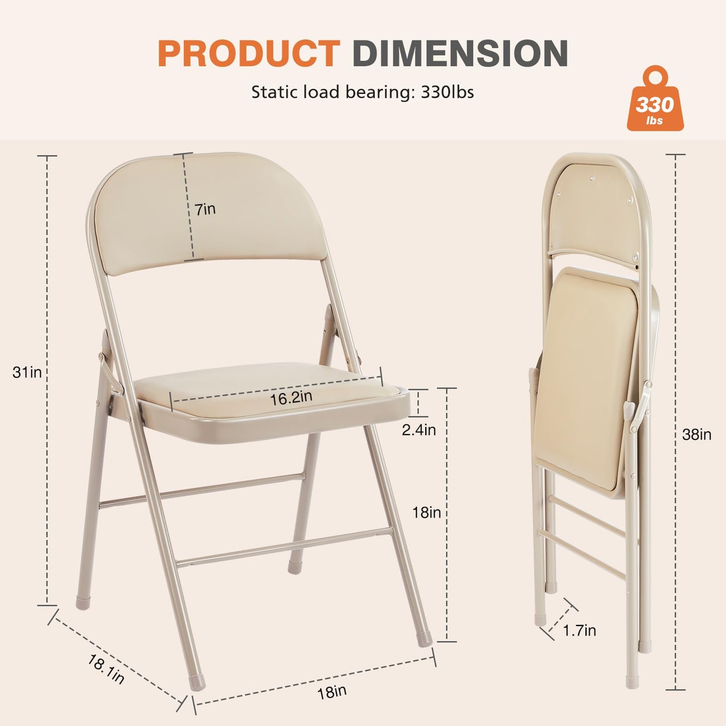 Sweetcrispy 6-Pack Leather Folding Chairs for Indoor/Outdoor