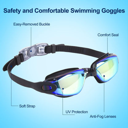 2 Pack Kids Swim Goggles Anti-Fog UV Protection
