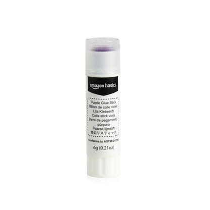 Amazon Basics - Washable School Glue Sticks, Dries Clear, Purple, 0.21 oz (Pack of 2)