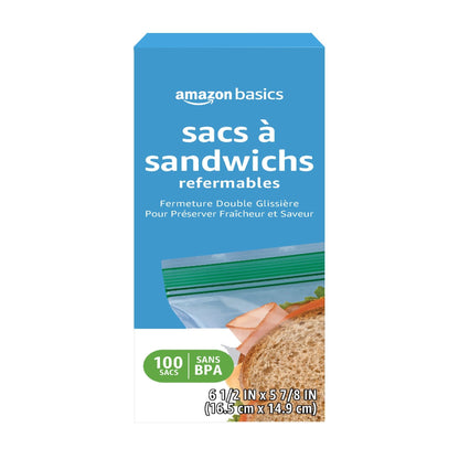 Amazon Basics Double Zipper Sandwich Storage Bags