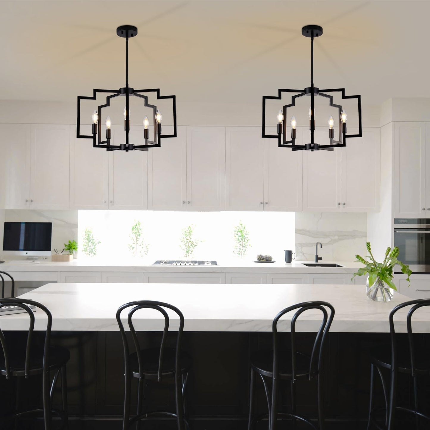 Modern 5-Light Black Chandelier for Home