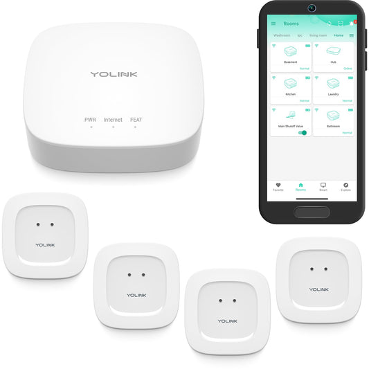 YoLink Smart Home Hub & Leak Sensor 4-Pack