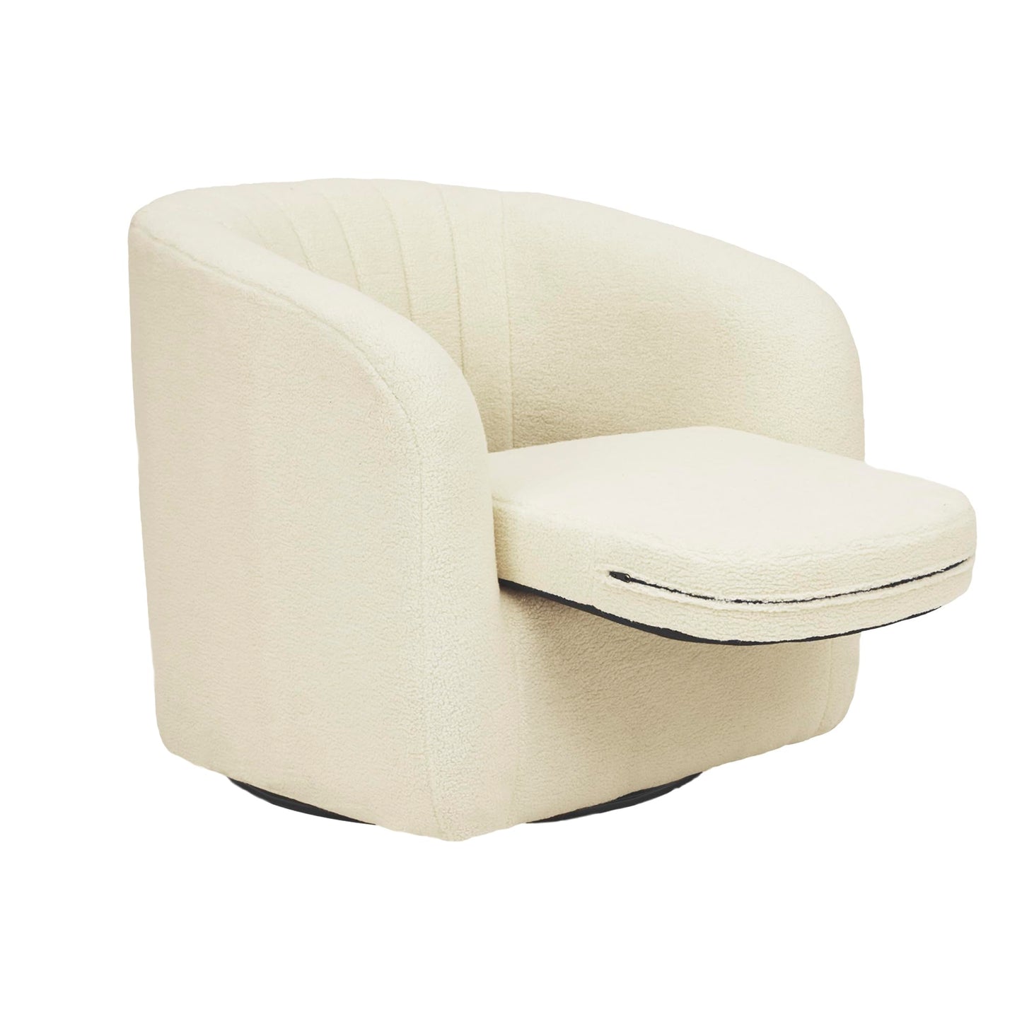 Teamson Home Monroe Faux Shearing 28.75" Swivel Tub Chair, Ivory