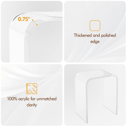 Clear Acrylic End Table with Waterfall Edges