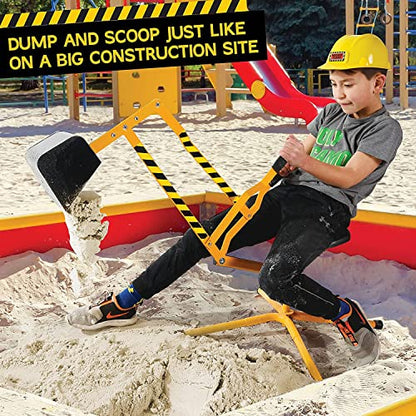 stargo Sand Digger Kids Excavator Ride on Toy, Beach Toys Outdoor Sandbox Toy Digger for Kids, Solid Steel Rotates 360, Role Play, Sand Toys