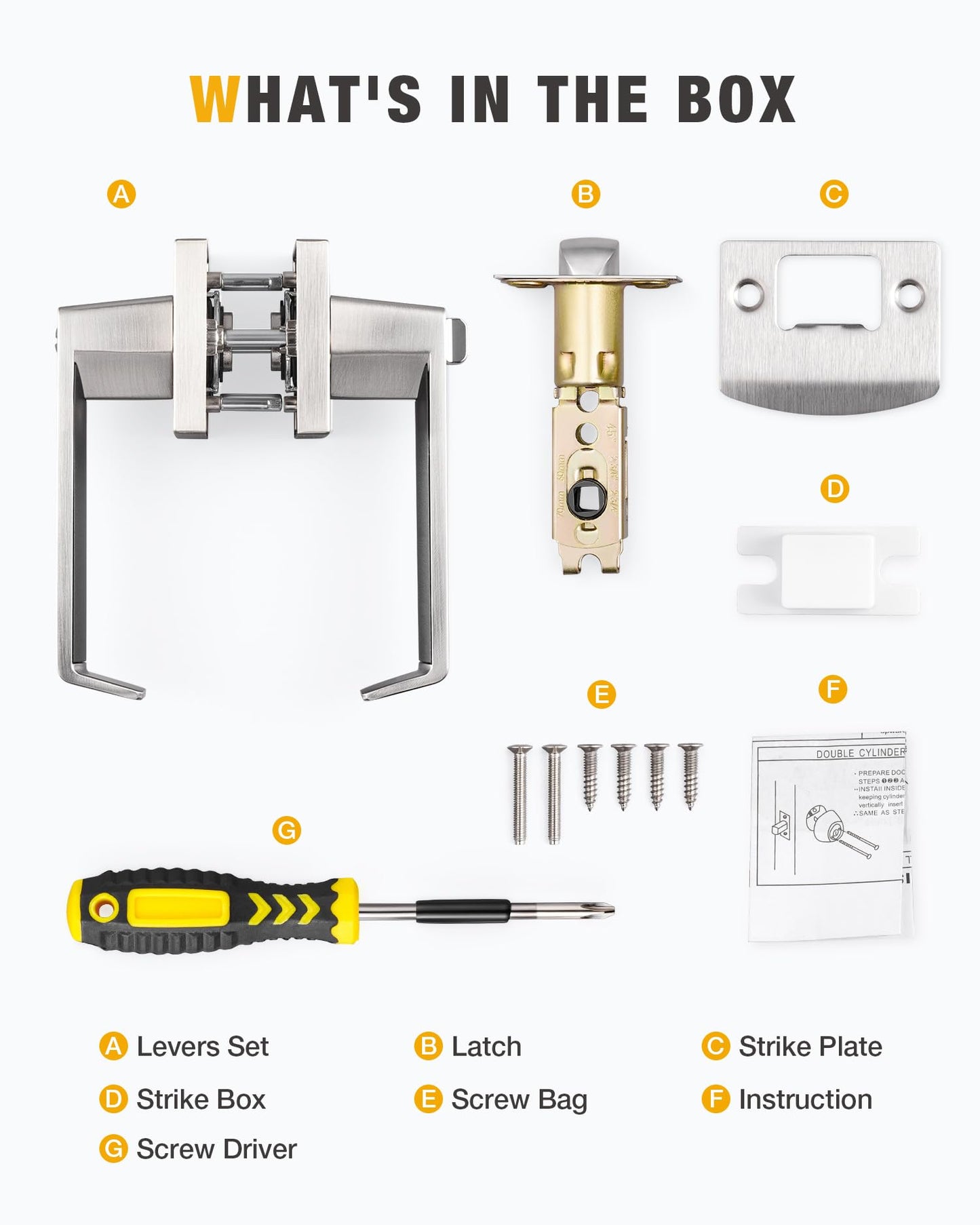 Privacy Door Lever Lock for Bathroom or Bedroom