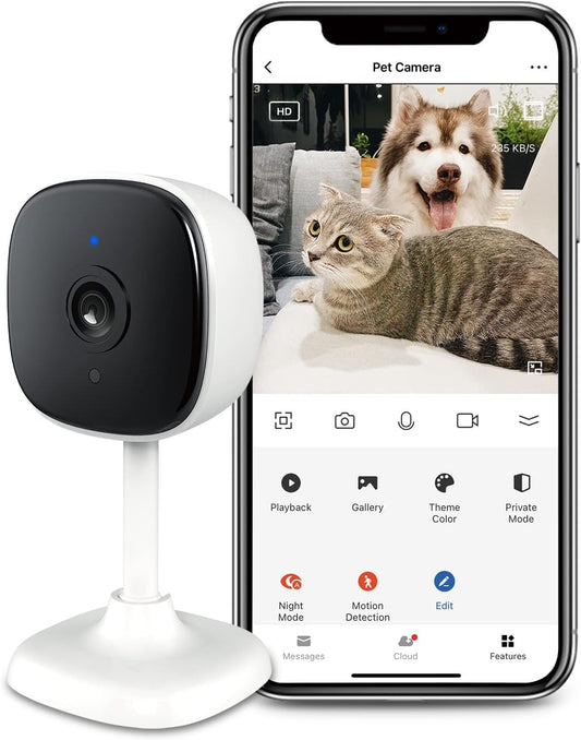 2K Indoor Security Camera, NGTeco Home Surveillance Cam with Motion Detection, Night Vision, Privacy Shield for Dog, Cat, Baby, Plug-in 3MP HD Small WiFi Cam Compatible with Alexa