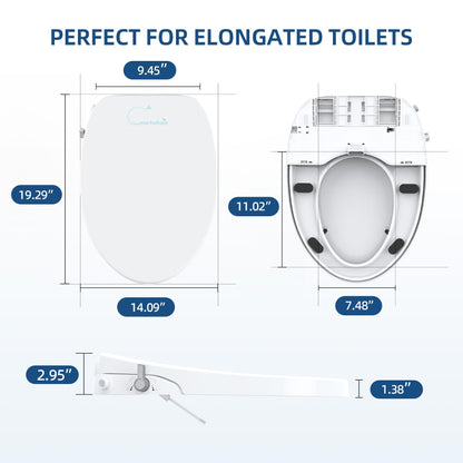 SmartWhale Bidet Toilet Seat, Elongated Non-Electric Bidet Seat, Dual-Nozzle, Rear/Feminine Wash, Adjustable Water Pressure, Easy Installation, Quiet Close, Cleanslet-1