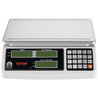 VEVOR Industrial Counting Scale, Digital Scale for Parts and Coins, Electronic Gram Scale Inventory Piece Counting Scale Kitchen Jewelry Counting Scale with 3 LCD Screens 30 kg x 1 g, g/kg/lb Units