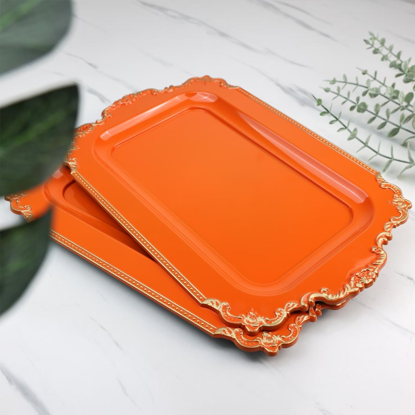 Orange Decorative Serving Trays for Living Room