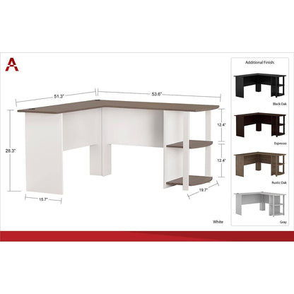 Ameriwood Home Dakota L-Desk with Bookshelves, Espresso