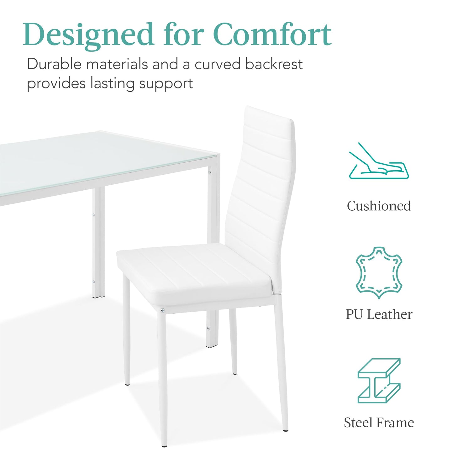 Best Choice 7-Piece Glass Dining Set - White