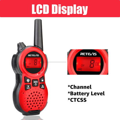 Retevis RT38 Walkie Talkies, Long Range 2 Way Radio, Portable Handheld Radio, Mini USB Port Flashlight, Walkie Talkie for Adults, for Outdoor Camping(Red 1 Pair)