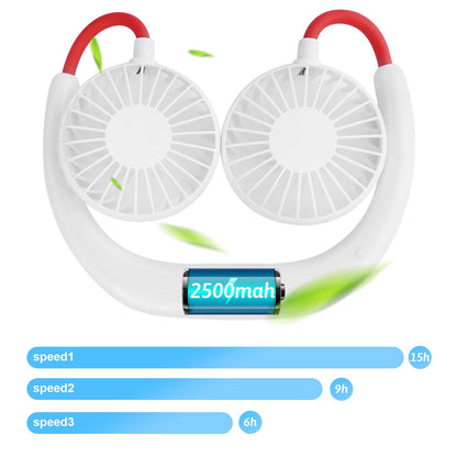 Portable Neck Fan with Rechargeable Battery - White