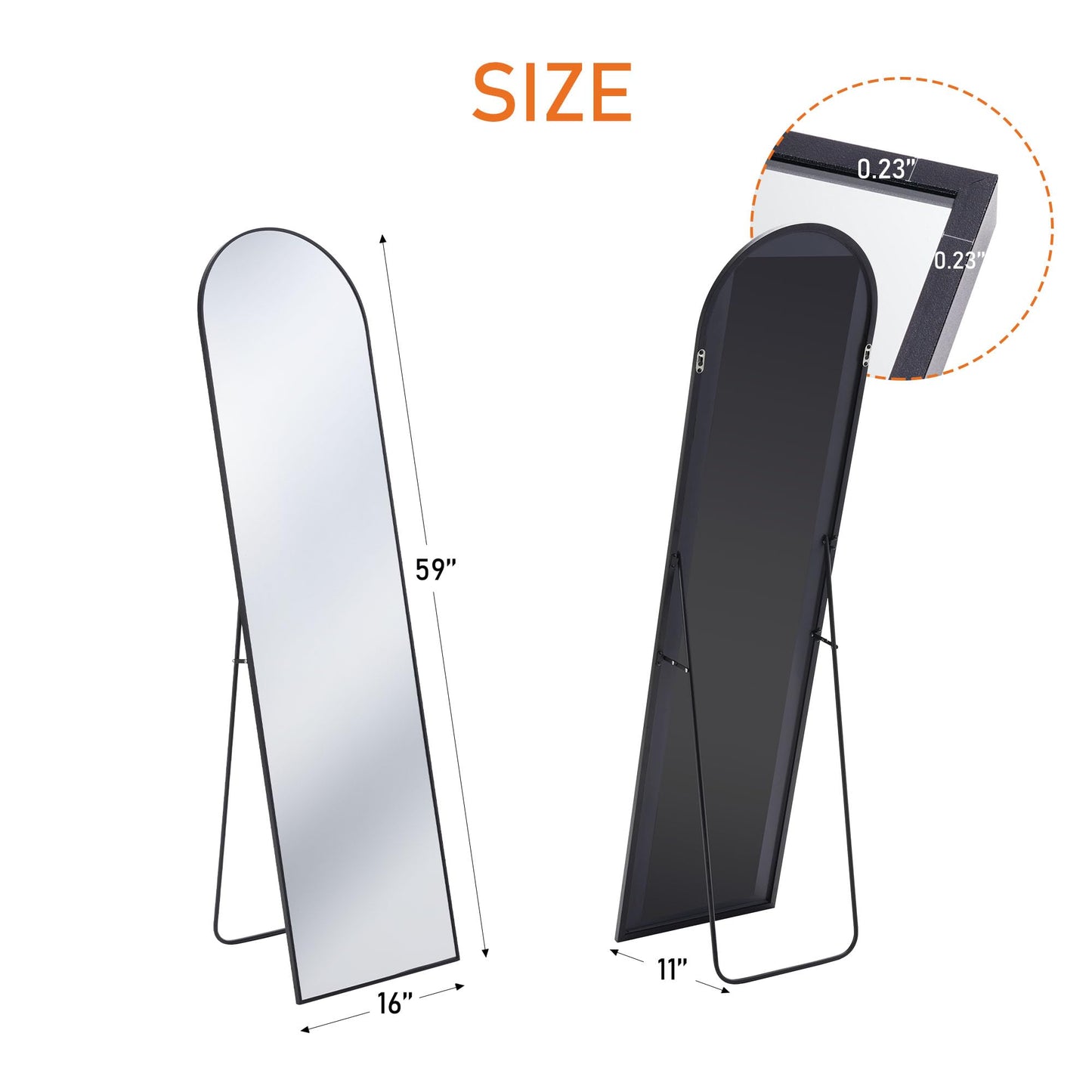 Full Length Arched Floor Mirror with Stand