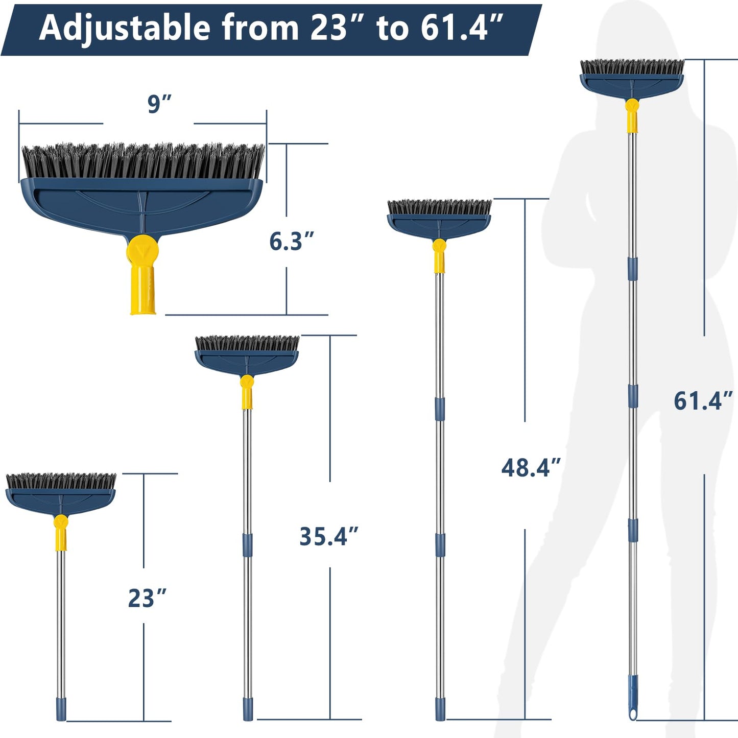 Grout Cleaning Brush with Long Handle and Scraper