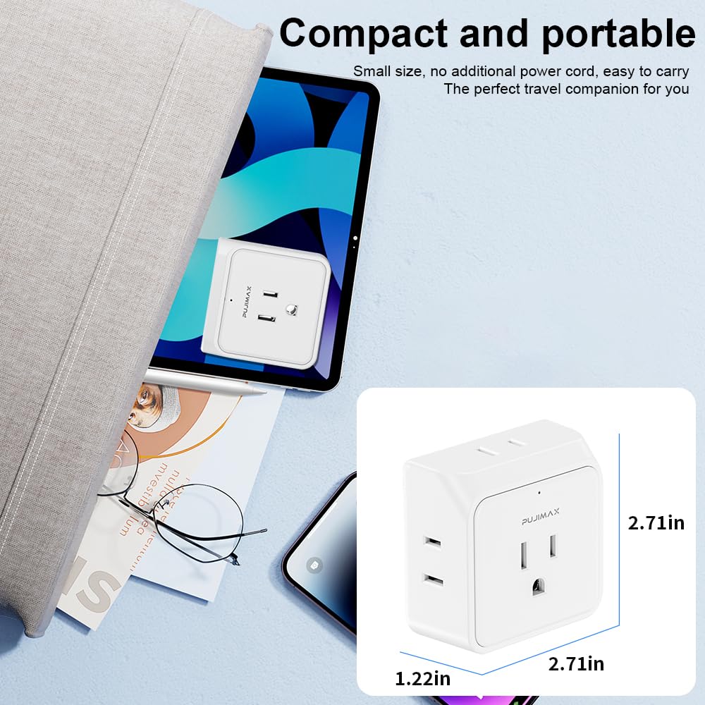 Multi Plug Outlet Extender,Portable Travel Adapter with 5 Outlet Splitter Wall Outlet for Office and Home Appliance ect