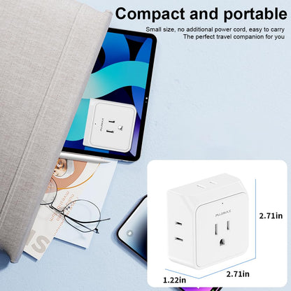 Multi Plug Outlet Extender,Portable Travel Adapter with 5 Outlet Splitter Wall Outlet for Office and Home Appliance ect