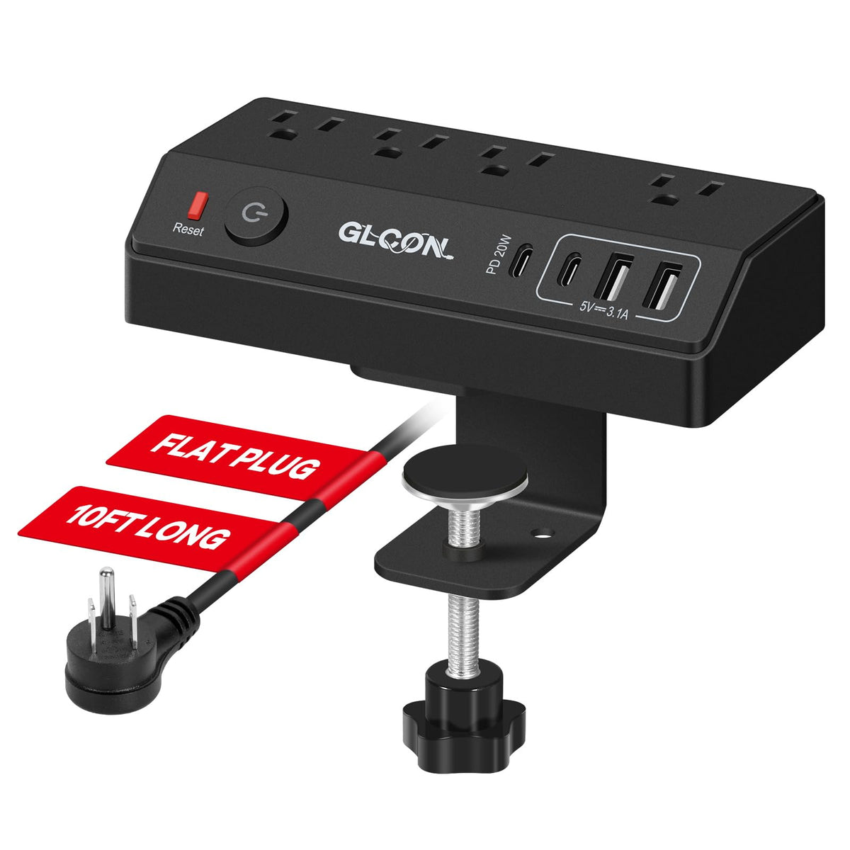 20W USB C Desk Clamp Power Strip