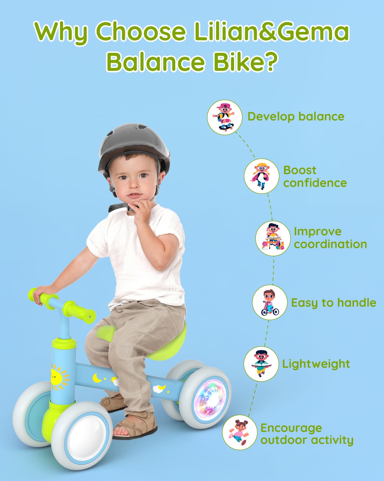 Colorful Toddler Balance Bike for 1 Year Olds