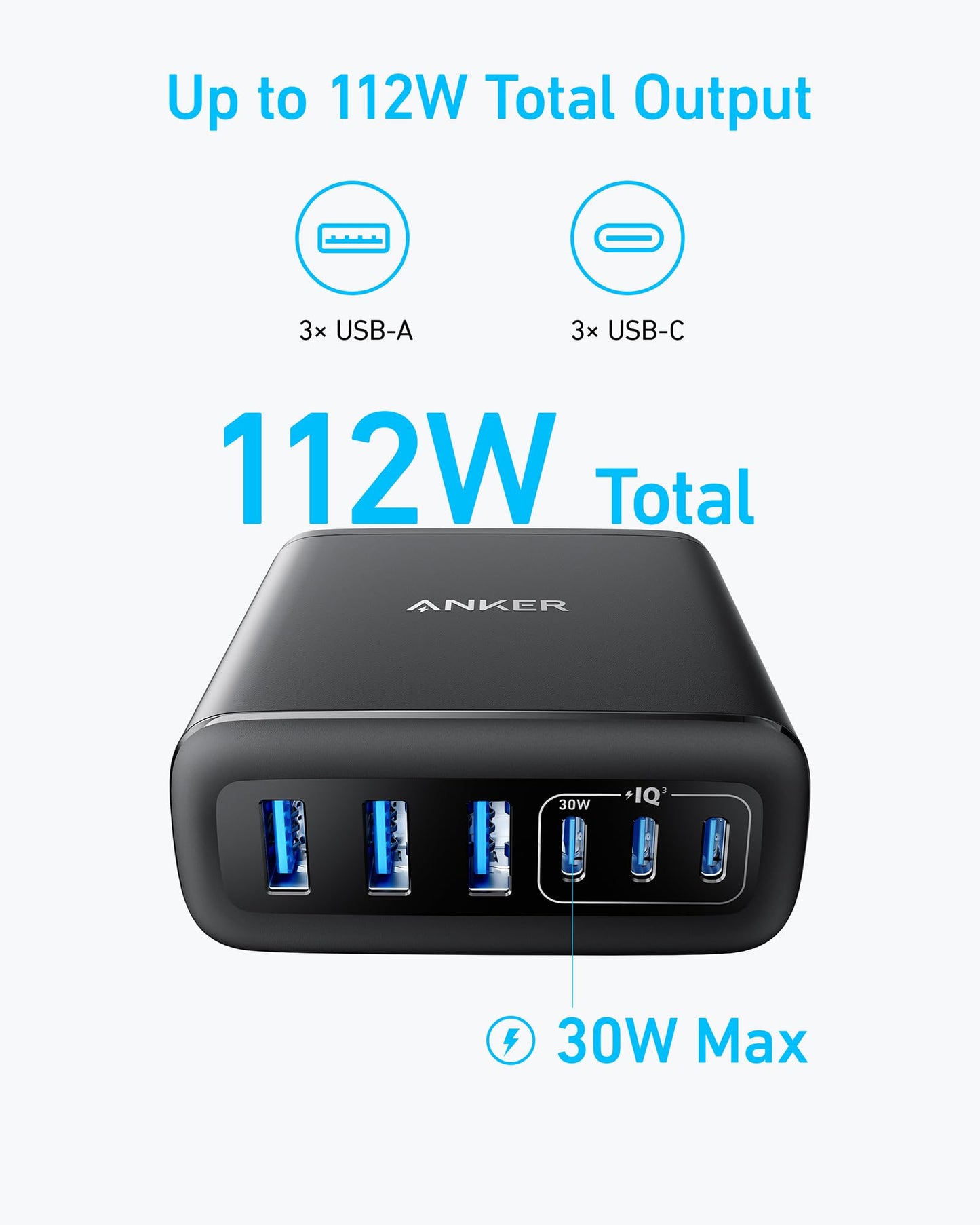 112W Anker 6-Port Fast Charging Station